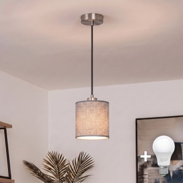 Brilagi - LED-hanglamp aan snoer NUBILA 1xE27/60W/230V Ø 14 cm zwart/grijs