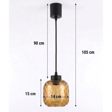 Brilagi - RETRO GLASS LED-hanglamp met snoer 1xE27/60W/230V Ø 14 cm zwart/gerookt bruin