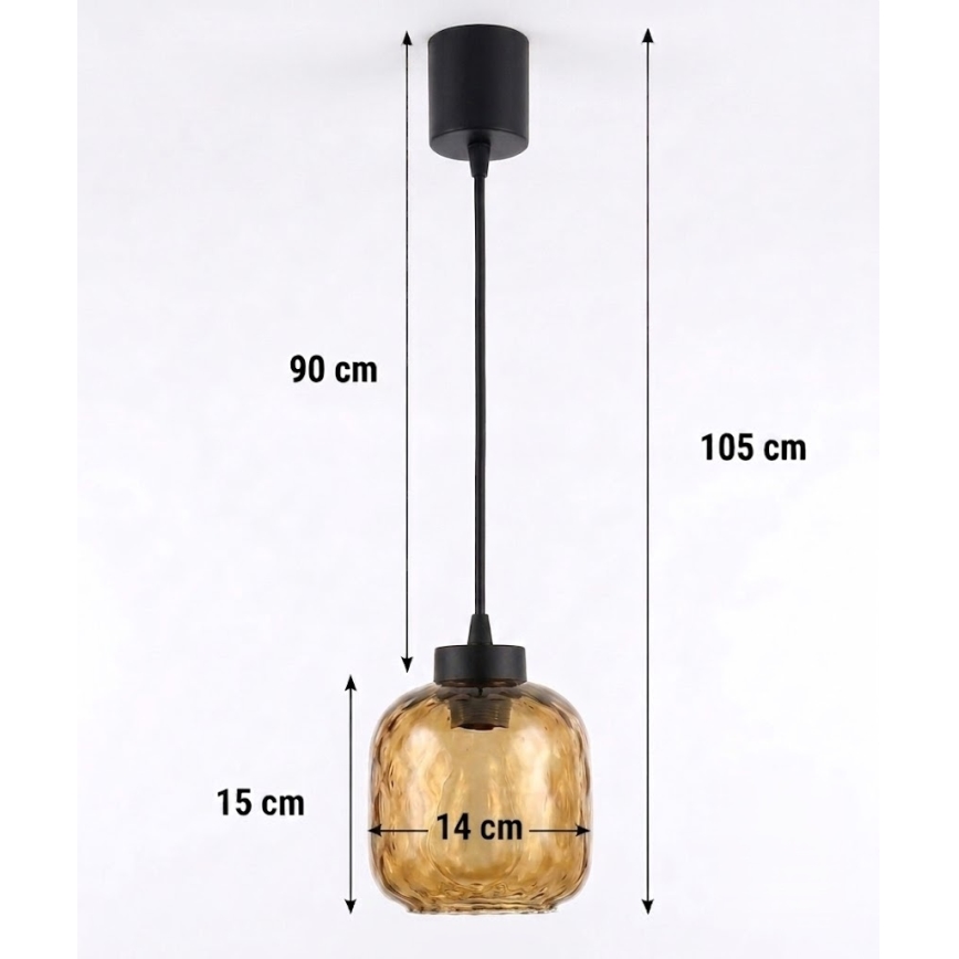Brilagi - RETRO GLASS LED-hanglamp met snoer 1xE27/60W/230V Ø 14 cm zwart/gerookt bruin