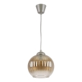 Brilagi - LED-hanglamp aan snoer RETRO GLASS 1x E27/60W/230V Ø 18 cm zilver/rookbruin