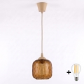 Brilagi - LED-hanglamp aan snoer RETRO GLASS 1xE27/60W/230V Ø 14 cm beige/rookbruin