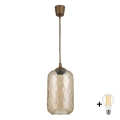 BRILAGI - LED hanglamp aan snoer RETRO GLASS 1xE27/60W/230V Ø 14 cm bruin/rookbruin
