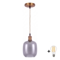 BRILAGI - LED-hanglamp aan snoer RETRO GLASS 1xE27/60W/230V Ø 14 cm goud/rookgrijs