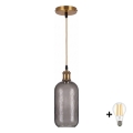 BRILAGI - LED Hanglamp aan snoer RETRO GLASS 1xE27/60W/230V Ø 14 cm goud/rookgrijs