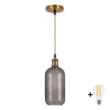 BRILAGI - LED Hanglamp aan snoer RETRO GLASS 1xE27/60W/230V Ø 14 cm goud/rookgrijs