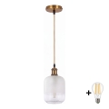 BRILAGI - LED hanglamp aan snoer RETRO GLASS 1xE27/60W/230V Ø 14 cm goud/wit