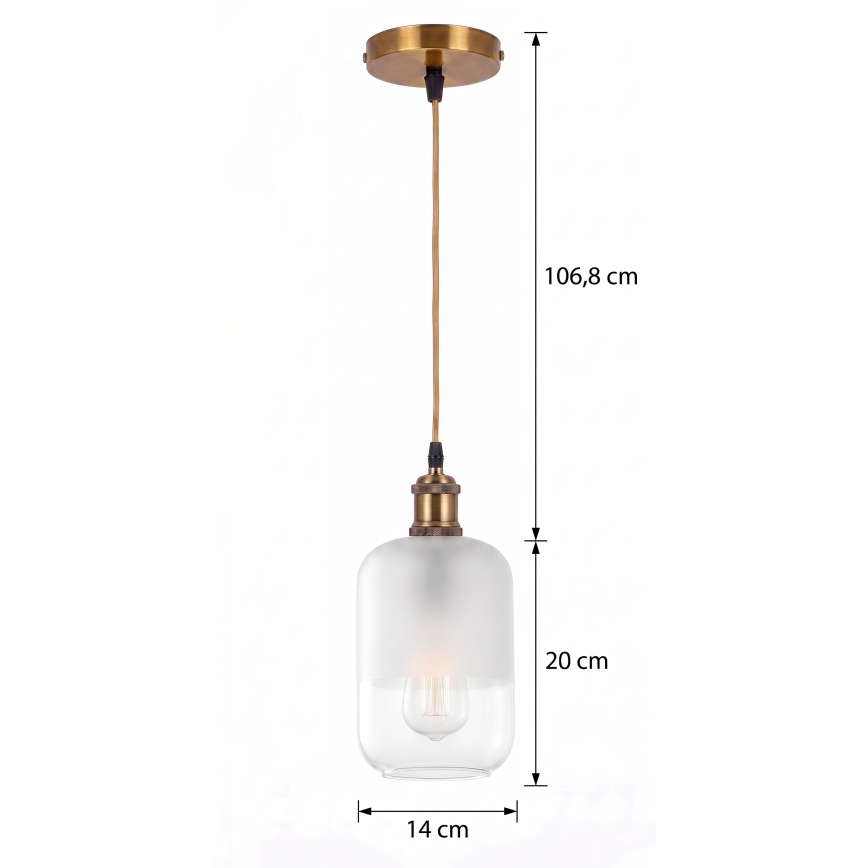 BRILAGI - LED-hanglamp aan snoer RETRO GLASS 1xE27/60W/230V Ø 14 cm goud/wit