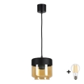 Brilagi - LED-hanglamp aan snoer RETRO GLASS 1xE27/60W/230V Ø 14 cm zwart/rookbeige