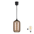 Brilagi - LED-hanglamp aan snoer RETRO GLASS 1xE27/60W/230V Ø 14 cm zwart/rookbruin