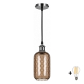BRILAGI - LED hanglamp aan snoer RETRO GLASS 1xE27/60W/230V Ø 14 cm zwart/rookbruin