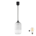 Brilagi - LED-hanglamp aan snoer RETRO GLASS 1xE27/60W/230V Ø 14 cm zwart/wit