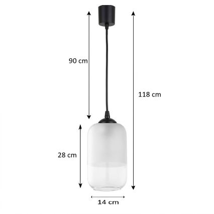 Brilagi - LED-hanglamp aan snoer RETRO GLASS 1xE27/60W/230V Ø 14 cm zwart/wit