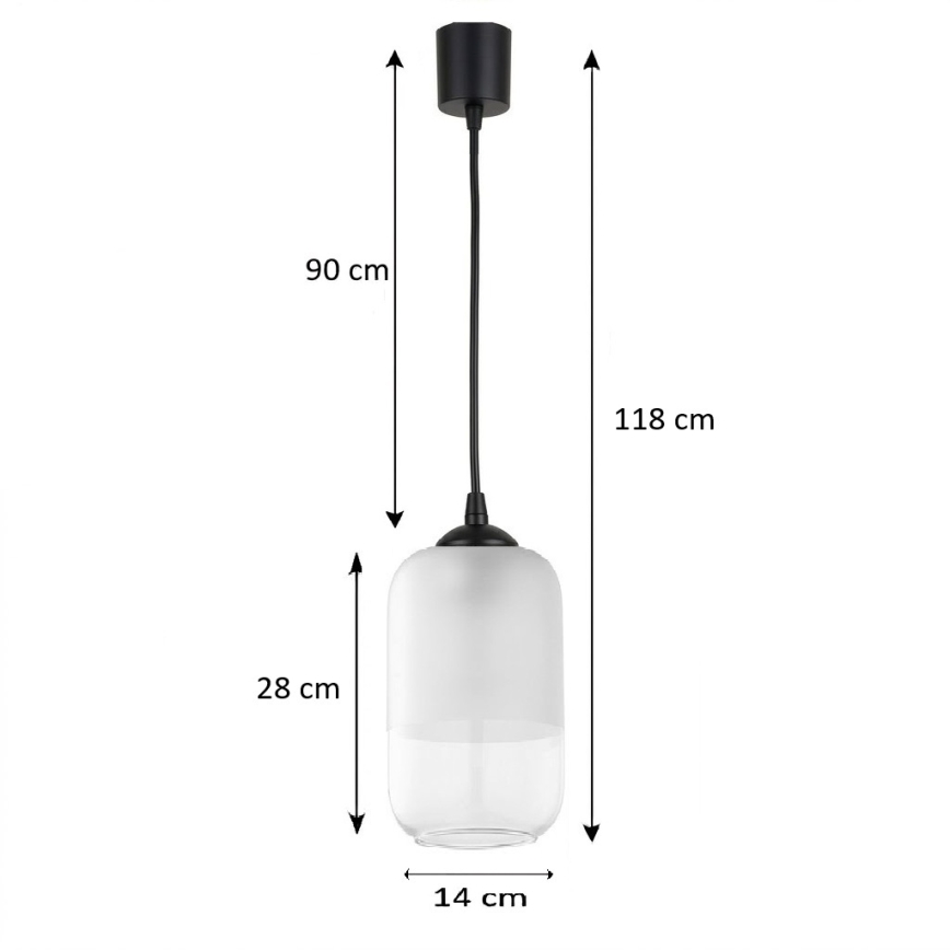 Brilagi - LED-hanglamp aan snoer RETRO GLASS 1xE27/60W/230V Ø 14 cm zwart/wit