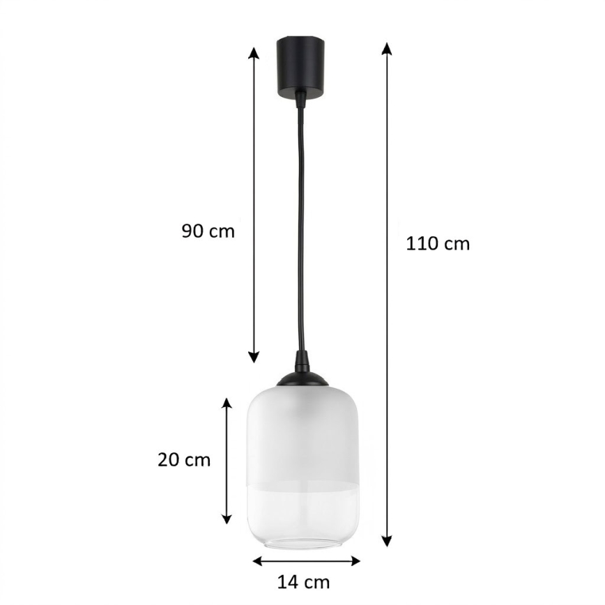 Brilagi - LED-hanglamp aan snoer RETRO GLASS 1xE27/60W/230V Ø 14 cm zwart/wit