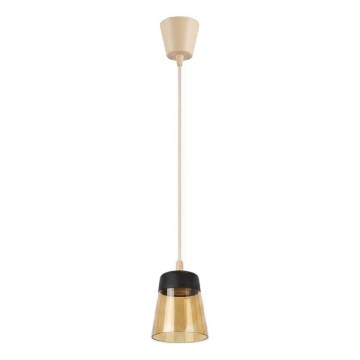 Brilagi - LED-hanglamp aan snoer RETRO GLASS 1xE27/60W/230V Ø 15,5 cm beige/rookbeige beige/zwart