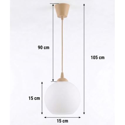 Brilagi - LED-hanglamp aan snoer RETRO GLASS 1xE27/60W/230V Ø 15 cm beige/wit