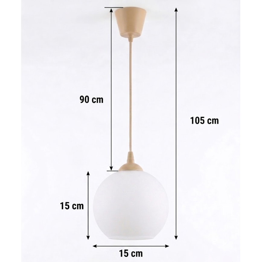Brilagi - LED-hanglamp aan snoer RETRO GLASS 1xE27/60W/230V Ø 15 cm beige/wit