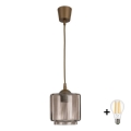 Brilagi - LED-hanglamp aan snoer RETRO GLASS 1xE27/60W/230V Ø 15 cm bruin/rookbeige