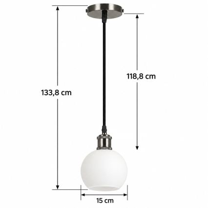 BRILAGI - LED-hanglamp aan snoer RETRO GLASS 1xE27/60W/230V Ø 15 cm zwart/wit