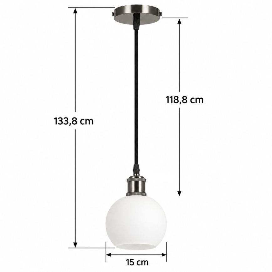 BRILAGI - LED-hanglamp aan snoer RETRO GLASS 1xE27/60W/230V Ø 15 cm zwart/wit