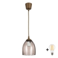 Brilagi - LED-hanglamp aan snoer RETRO GLASS 1xE27/60W/230V Ø 17 cm bruin/rookbeige