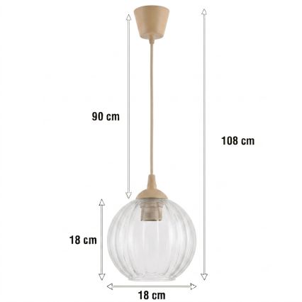 Brilagi - LED-hanglamp aan snoer RETRO GLASS 1xE27/60W/230V Ø 18 cm beige/helder