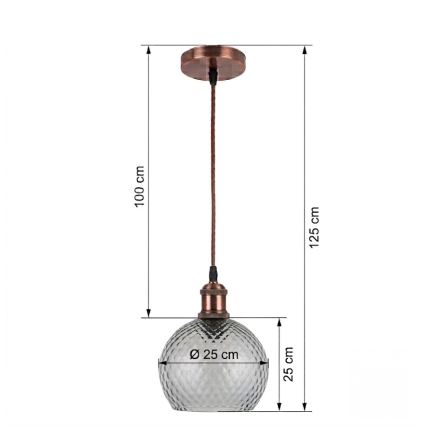 Brilagi - LED-pendellamp aan kabel RETRO GLASS 1xE27/60W/230V Ø 25 cm wit/rookgrijs