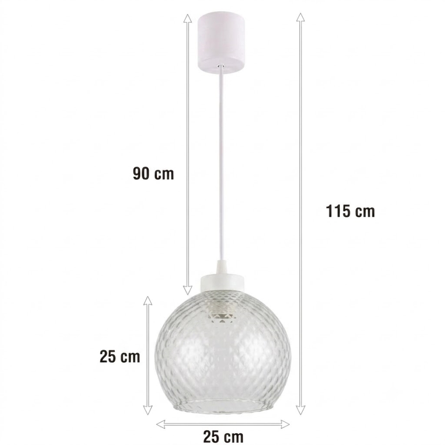 Brilagi - LED-pendellamp aan kabel RETRO GLASS 1xE27/60W/230V Ø 25 cm wit/rookgrijs