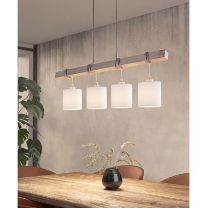 Brilagi - LED-hanglamp aan stalen kabel NUBILA 4xE27/60W/230V grijs/wit