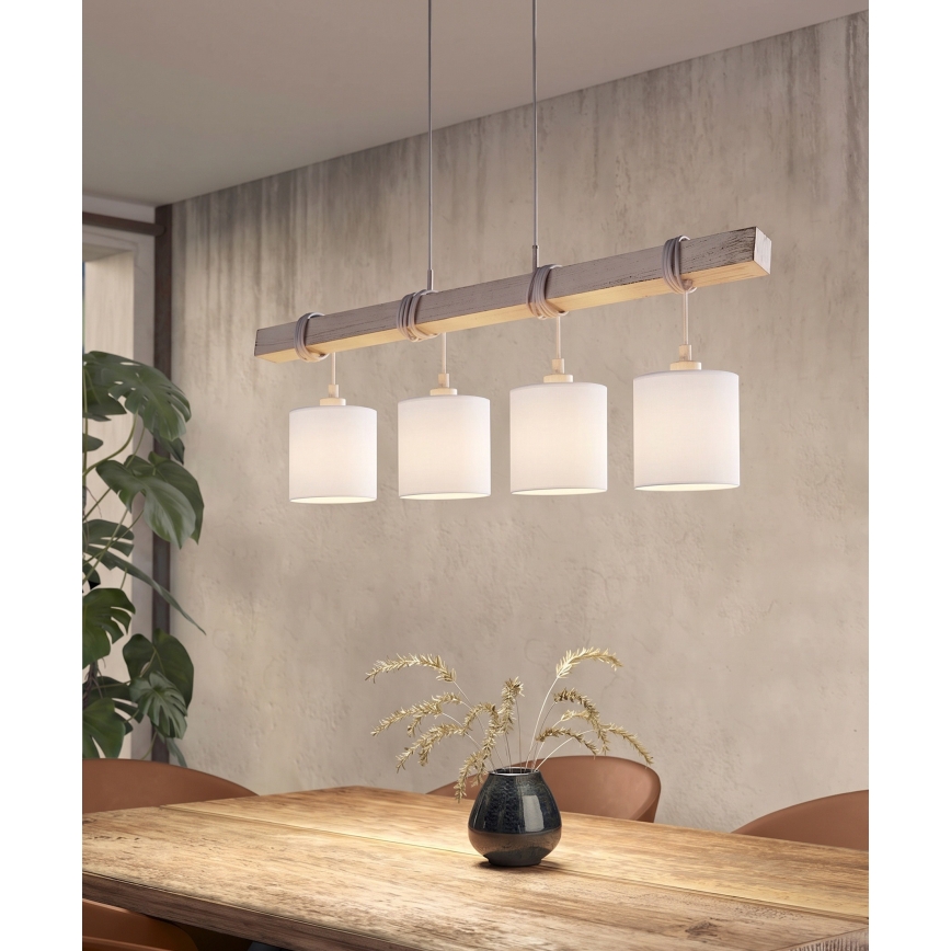 Brilagi - LED-hanglamp aan stalen kabel NUBILA 4xE27/60W/230V grijs/wit