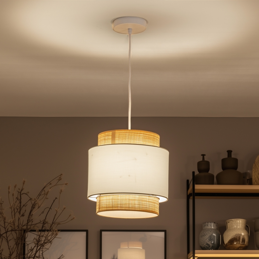 Brilagi - LED-hanglamp CERIA aan kabel 1xE27/40W/230V Ø 30 cm beige/wit