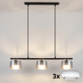 Brilagi - LED Hanglamp met kabel AURA LUX 3xGX53/30W/230V zwart/gerookt glas