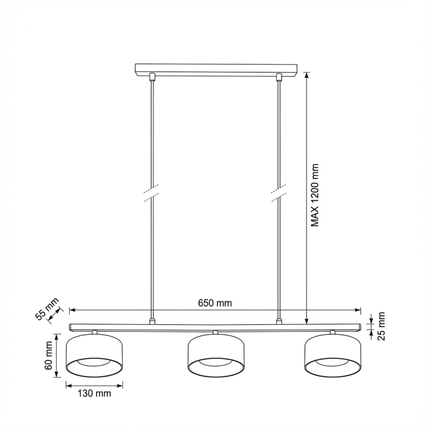 Brilagi - LED Hanglamp met kabel AURA LUX 3xGX53/30W/230V zwart/gerookt glas