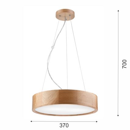 Brilagi - LED-hanglamp met kabel CARVALHO 2xE27/15W/230V eiken Ø 37 cm