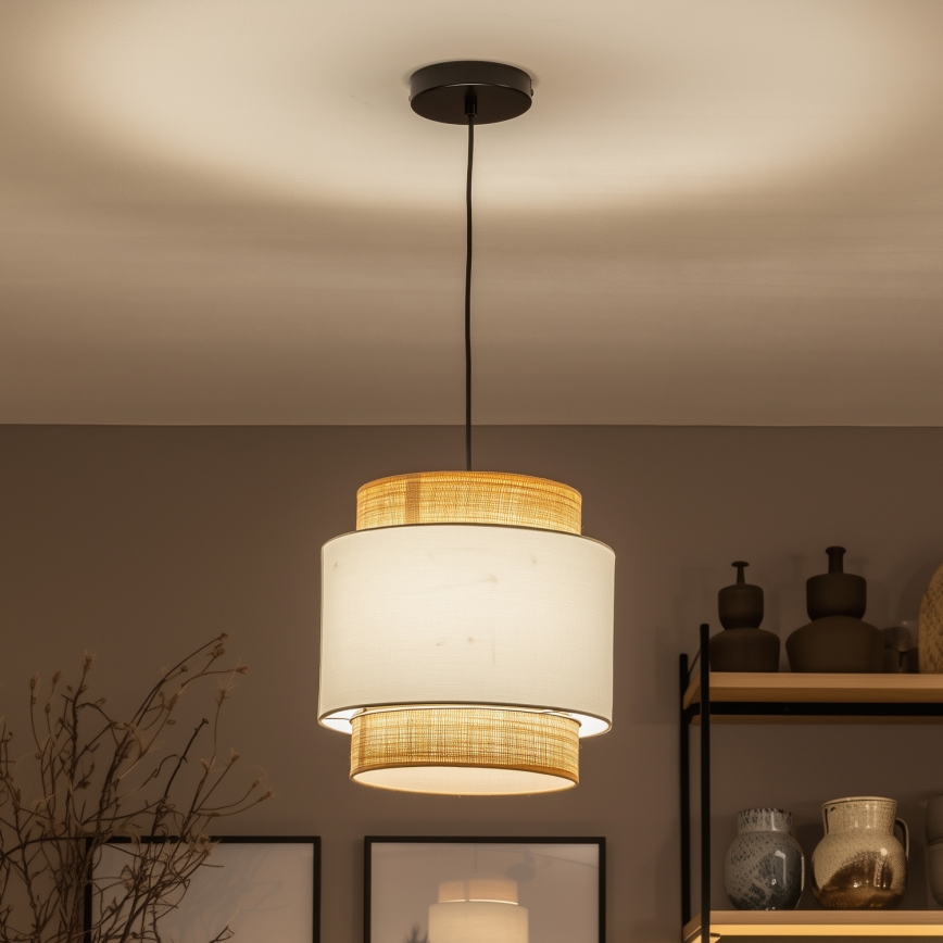 Brilagi - LED-hanglamp met kabel CERIA 1xE27/40W/230V Ø 30 cm zwart/beige/wit