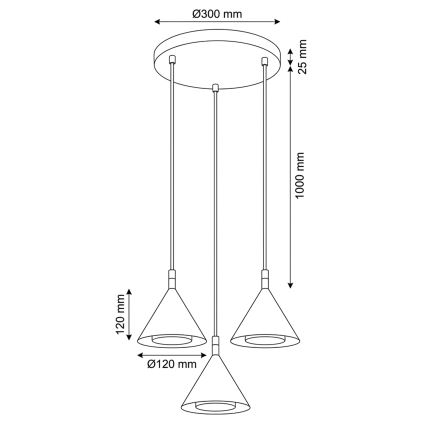 BRILAGI - LED Hanglamp met kabel CONE TRIPLE ROUND 3xGX53/15W/230V beige