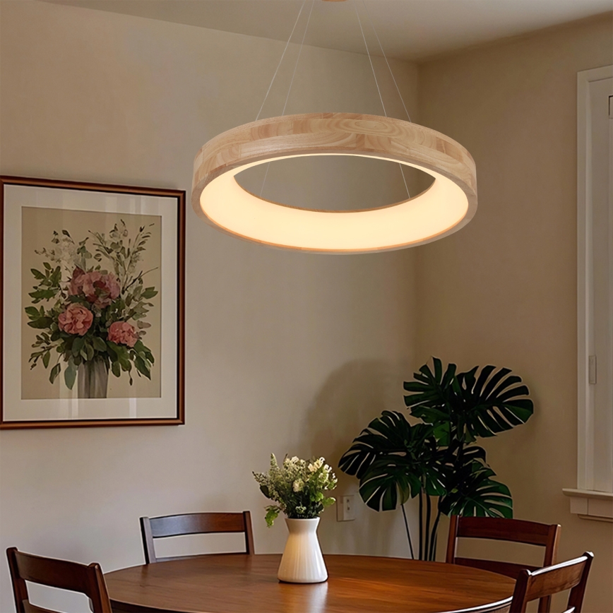 Brilagi - FALCON WOOD LED hanglamp aan kabel, 40W/230V, 3000/4000/6000K, Ø 60 cm, hout
