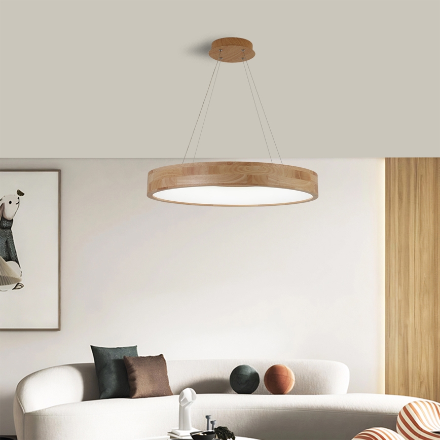 Brilagi - FALCON WOOD LED hanglamp aan kabel, 40W/230V, 3000/4000/6000K, Ø 60 cm, hout