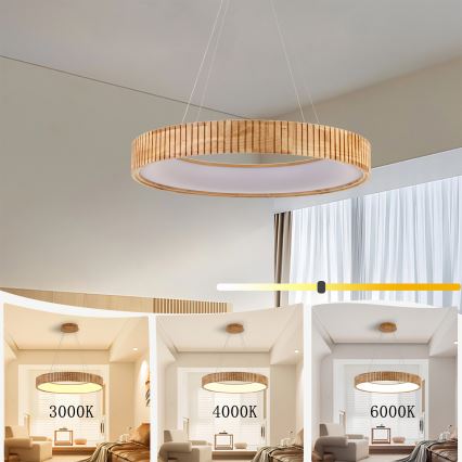 Brilagi - LED-hanglamp met kabel FALCON WOOD MODERN LED/40W/230V 3000/4000/6000K Ø 60 cm hout