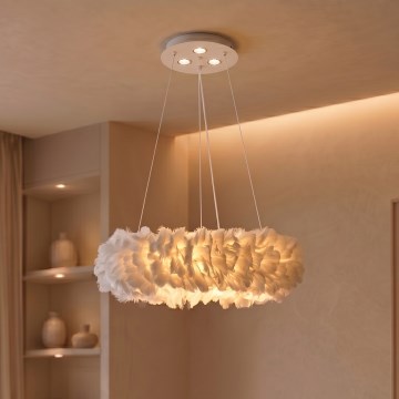 Brilagi - LED-hanglamp met kabel FEATHER 3xE27/40W/230V + 3xLED/3W Ø 40 cm wit
