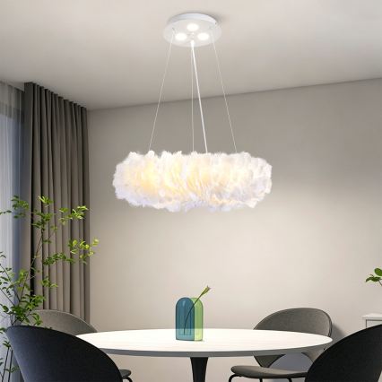 BRILAGI - LED-hanglamp met kabel FEATHER 3xE27/40W/230V + 3xLED/3W Ø 40 cm wit
