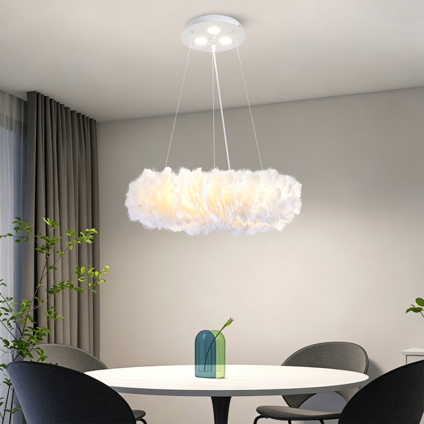 BRILAGI - LED-hanglamp met kabel FEATHER 3xE27/40W/230V + 3xLED/3W Ø 40 cm wit