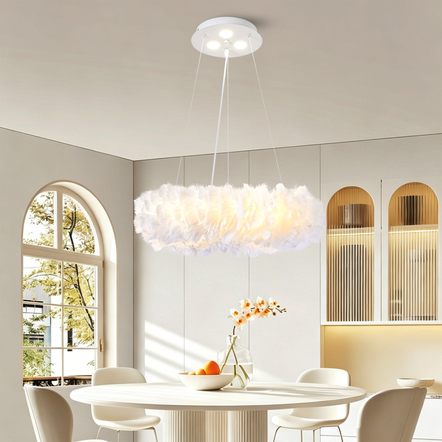 BRILAGI - LED-hanglamp met kabel FEATHER 3xE27/40W/230V + 3xLED/3W Ø 40 cm wit