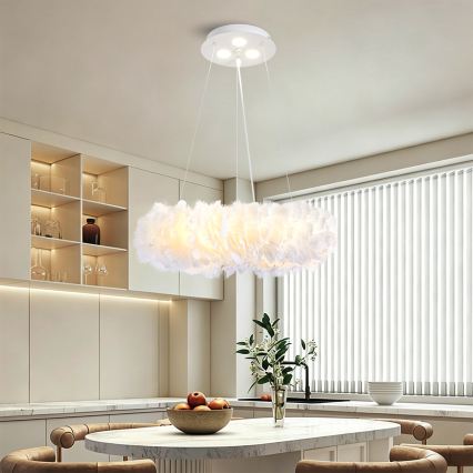 BRILAGI - LED-hanglamp met kabel FEATHER 3xE27/40W/230V + 3xLED/3W Ø 40 cm wit