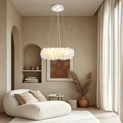 BRILAGI - LED-hanglamp met kabel FEATHER 3xE27/40W/230V + 3xLED/3W Ø 40 cm wit