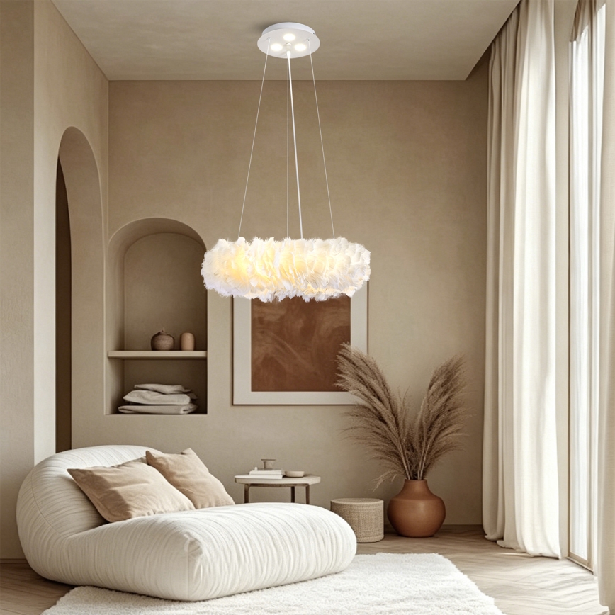BRILAGI - LED-hanglamp met kabel FEATHER 3xE27/40W/230V + 3xLED/3W Ø 40 cm wit