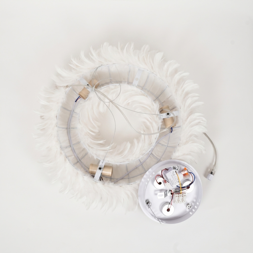 Brilagi - LED-hanglamp met kabel FEATHER 3xE27/40W/230V + 3xLED/3W Ø 40 cm wit