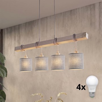 Brilagi - LED hanglamp met kabel NUBILA 4xE27/60W/230V grijs