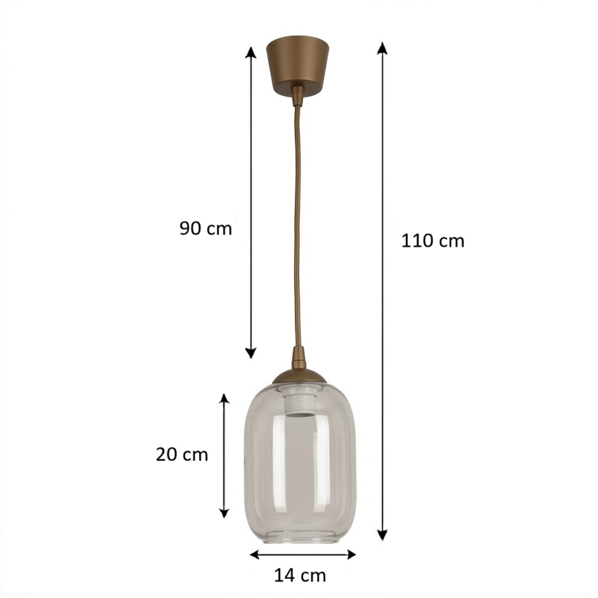 Brilagi - LED-hanglamp aan kabel RETRO GLASS 1xE27/60W/230V pr. 14 cm bruin/rookgrijs