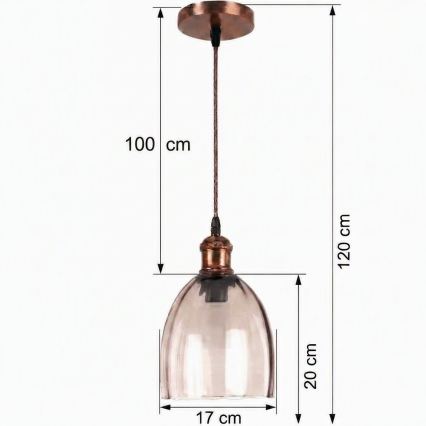 Brilagi - LED-hanglamp aan kabel RETRO GLASS 1xE27/60W/230V Ø 17 cm koper/gerookt beige